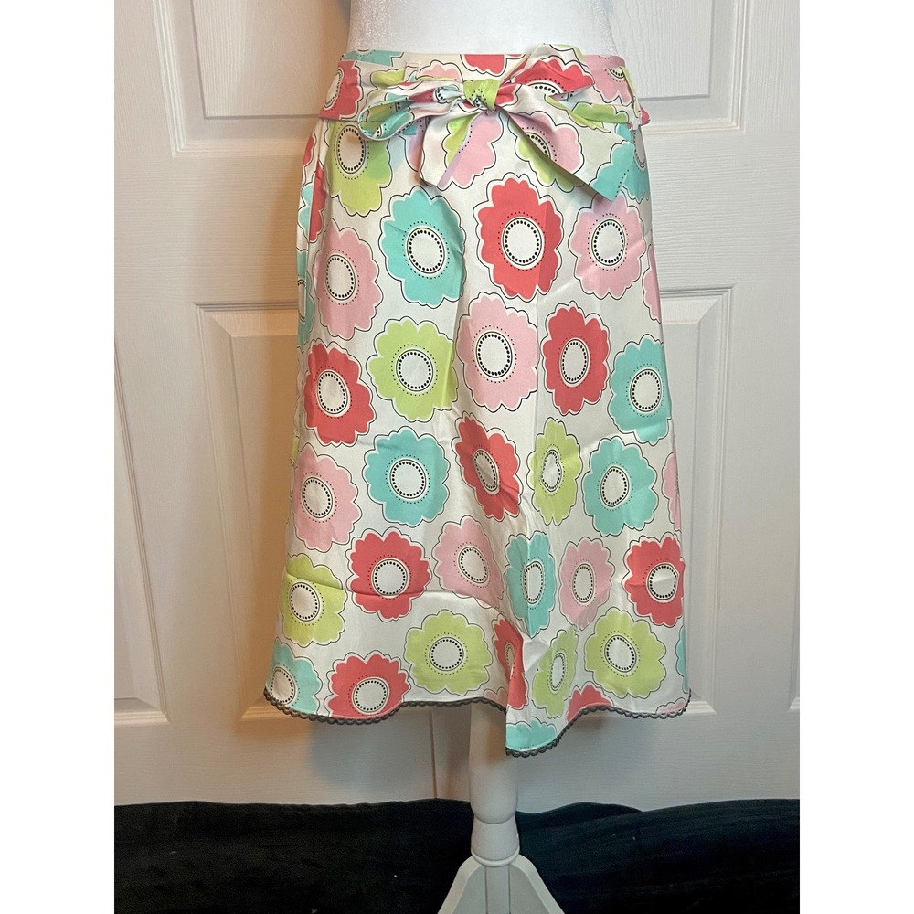 Grace Elements 100% Silk Floral A-Line Skirt Scallop Hem Retro Y2K